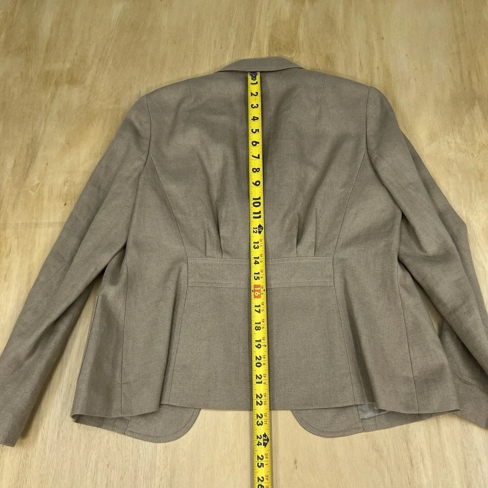 Talbots Irish Linen Blazer 8 Petite 8P Womens Jacket Light‎ Brown Lined - Picture 5 of 12